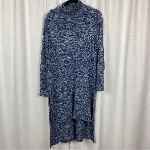 Soft Surroundings Blue Space Dye Long Sleeve Hi-Lo Sweater Dress Sz.S - Picture 2 of 14